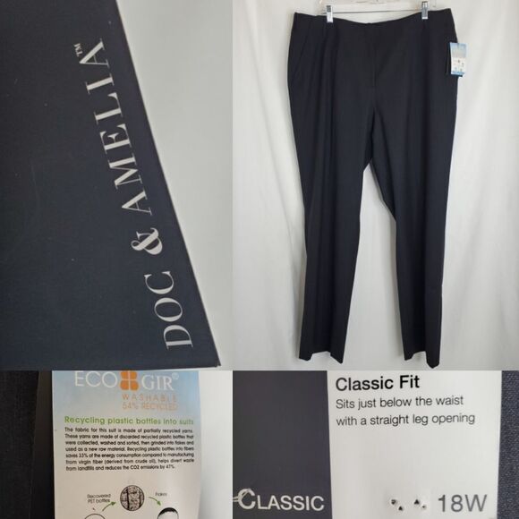 Pants - NEW 18W Doc & Amelia WOOL BLEND Classic Fit Straight Leg GRAY TROUSERS PANTS NWT